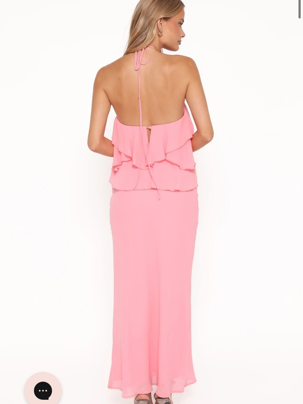 Petal & Pup Women’s Pink Halter Ruffle Maxi Dress - Picture 3 of 4
